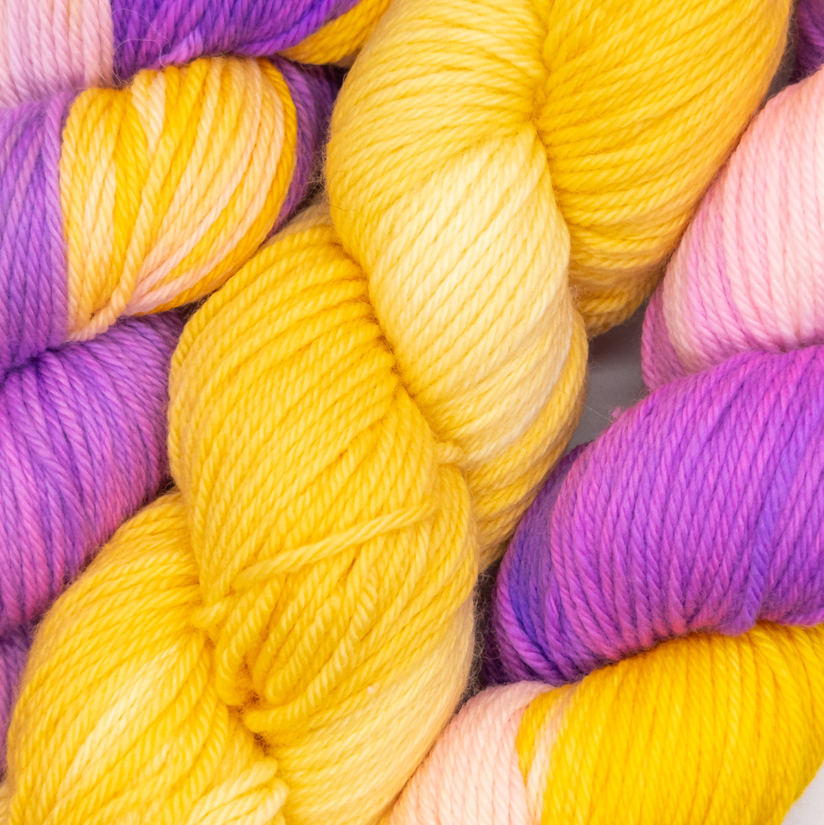 Worsted Set - 3 Skeins (Pink, Purple, Yellow, Gold)
