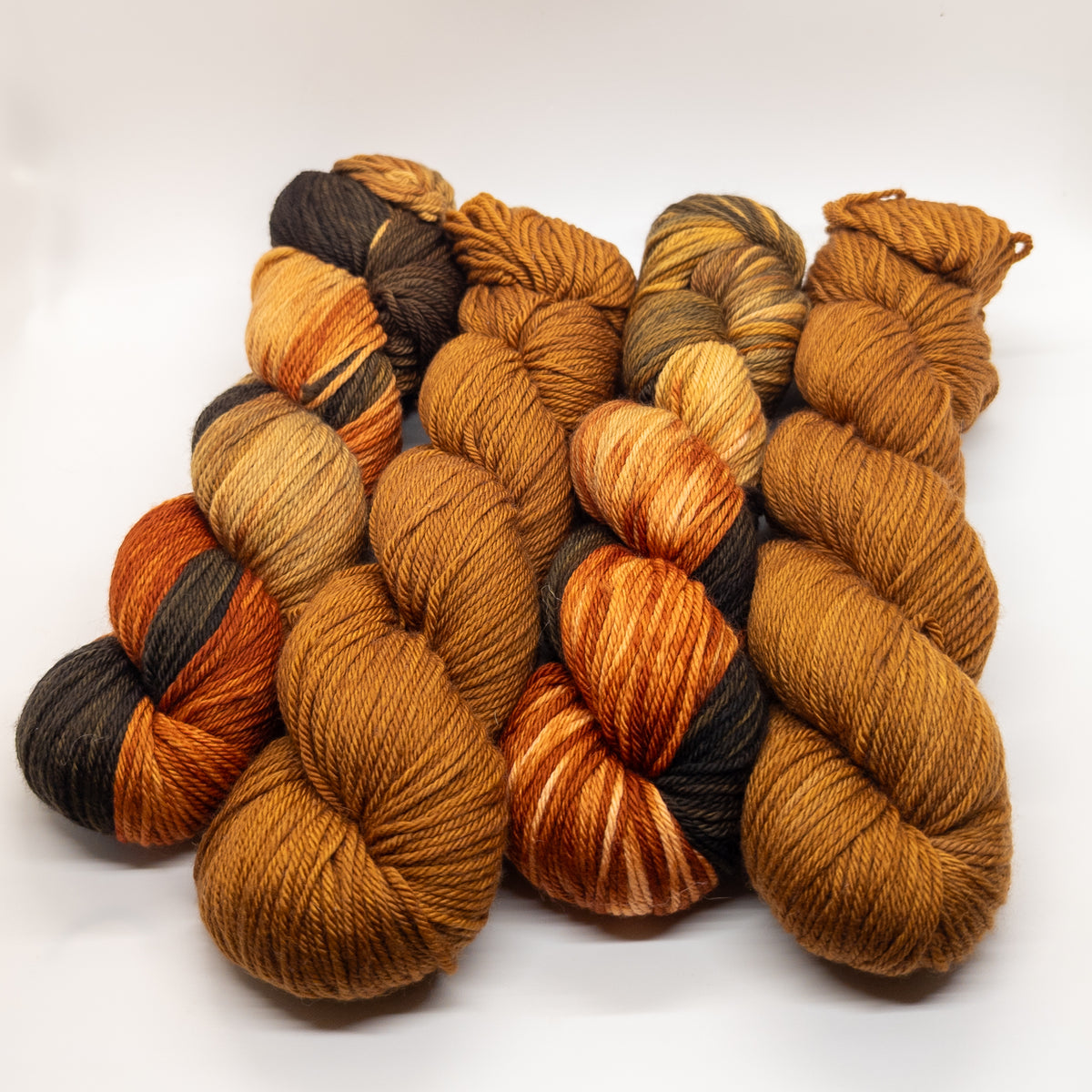 Worsted Set - 4 Skeins (Brown, Black, Orange, Red)