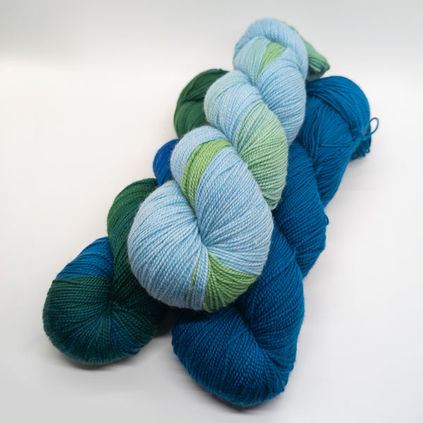 Sock Set - 3 Skeins (Blue, Green)